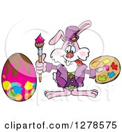 Poster, Art Print Of Pink Easter Bunny Artist Painting An Egg