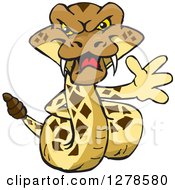 Clipart Of A Happy Rattlesnake Waving Royalty Free Vector Illustration by Dennis Holmes Designs