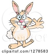 Clipart Of A Happy Rabbit Waving Royalty Free Vector Illustration