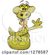 Poster, Art Print Of Happy Python Snake Waving