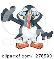 Happy Puffin Bird Holding A Thumb Up