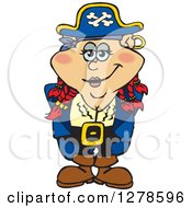 Clipart Of A Happy Red Haired Female Pirate Royalty Free Vector Illustration