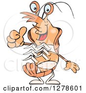 Clipart Of A Happy Shrimp Prawn Holding A Thumb Up Royalty Free Vector Illustration by Dennis Holmes Designs