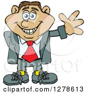 Clipart Of A Happy Smiling Hispanic Business Man Waving Royalty Free Vector Illustration