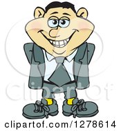 Clipart Of A Happy Smiling Asian Business Man Royalty Free Vector Illustration