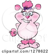 Clipart Of A Happy Pink Poodle Dog Standing Royalty Free Vector Illustration