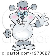 Clipart Of A Happy Poodle Dog Waving Royalty Free Vector Illustration