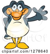Clipart Of A Happy Penguin Waving Royalty Free Vector Illustration by Dennis Holmes Designs