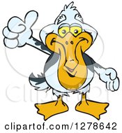 Clipart Of A Happy Pelican Holding A Thumb Up Royalty Free Vector Illustration by Dennis Holmes Designs
