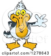 Clipart Of A Happy Pelican Waving Royalty Free Vector Illustration by Dennis Holmes Designs