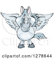 Poster, Art Print Of Happy Gray Pegasus Horse