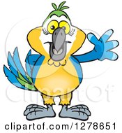 Poster, Art Print Of Blue And Yellow Macaw Parrot Waving