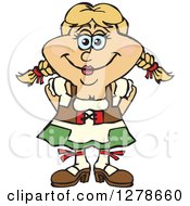 Clipart Of A Happy German Oktoberfest Woman Royalty Free Vector Illustration
