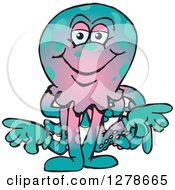 Clipart Of A Happy Octopus Royalty Free Vector Illustration by Dennis Holmes Designs