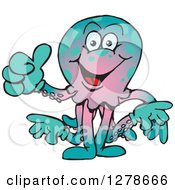 Clipart Of A Happy Octopus Holding A Thumb Up Royalty Free Vector Illustration