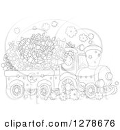 Poster, Art Print Of Black And White Santa Driving A Train Full Of Christmas Gifts And Toys