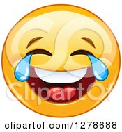 Poster, Art Print Of Yellow Smiley Face Emoticon Laughing So Hard Hes Crying