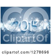 Clipart Of A 2015 Happy New Year Greeting On Blue With Sparkles And Snowflakes Royalty Free Vector Illustration