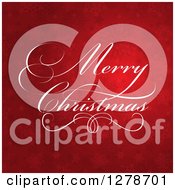 Poster, Art Print Of Fancy White Merry Christmas Greeting Over Red Stars And Snowflakes