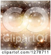 Poster, Art Print Of Golden Christmas Background With Flares Sparkles Bokeh Stars And Snowflakes