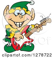 Poster, Art Print Of Happy Male Christmas Elf Playing An Electric Guitar