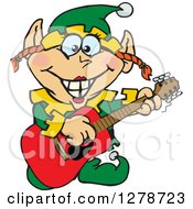Poster, Art Print Of Happy Female Christmas Elf Playing An Acoustic Guitar