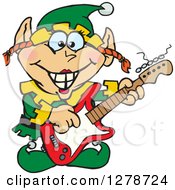 Poster, Art Print Of Happy Female Christmas Elf Playing An Electric Guitar