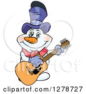 Happy Mrs Snowman Musician Playing An Acoustic Guitar