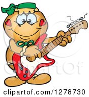 Happy Gingerbread Woman Playing An Electric Guitar