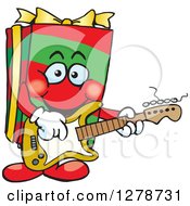 Poster, Art Print Of Happy Gift Character Playing An Electric Guitar