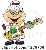 Poster, Art Print Of Happy Mrs Claus Playing Christmas Music On An Electric Guitar