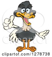 Clipart Of A Happy Ostrich Holding A Thumb Up Royalty Free Vector Illustration by Dennis Holmes Designs