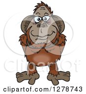 Clipart Of A Happy Orangutan Standing Royalty Free Vector Illustration by Dennis Holmes Designs