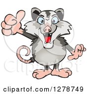 Clipart Of A Happy Opossum Holding A Thumb Up Royalty Free Vector Illustration by Dennis Holmes Designs