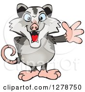 Clipart Of A Happy Opossum Waving Royalty Free Vector Illustration