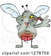 Clipart Of A Happy Mosquito Waving Royalty Free Vector Illustration by Dennis Holmes Designs