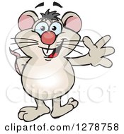 Clipart Of A Happy Mouse Standing And Waving Royalty Free Vector Illustration