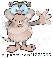 Clipart Of A Happy Mole Waving Royalty Free Vector Illustration by Dennis Holmes Designs