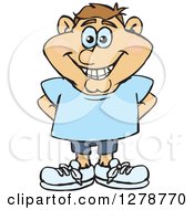 Clipart Of A Happy Smiling Casual White Man Royalty Free Vector Illustration