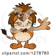 Poster, Art Print Of Happy Male Lion Waving