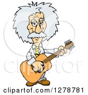 Poster, Art Print Of Happy Albert Einstein Scientist Musician Playing A Guitar