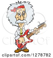 Poster, Art Print Of Happy Albert Einstein Scientist Musician Playing An Electric Guitar