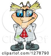 Clipart Of A Happy Pimpled Blond White Male Mad Scientist Royalty Free Vector Illustration