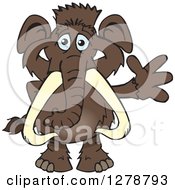 Clipart Of A Happy Mammoth Standing And Waving Royalty Free Vector Illustration by Dennis Holmes Designs