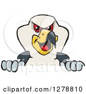 Clipart Of A Kite Bird Peeking Over A Sign Royalty Free Vector Illustration