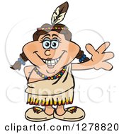 Happy Native American Indian Woman Waving