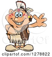Clipart Of A Happy Native American Indian Man Waving Royalty Free Vector Illustration