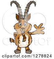 Poster, Art Print Of Happy Ibex Goat Waving