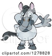 Clipart Of A Happy Gray Horse Waving Royalty Free Vector Illustration by Dennis Holmes Designs