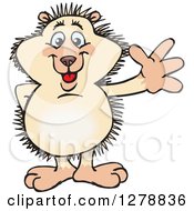 Clipart Of A Happy Hedgehog Waving Royalty Free Vector Illustration